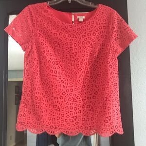 J Crew Lace Blouse Scalloped; Size 2